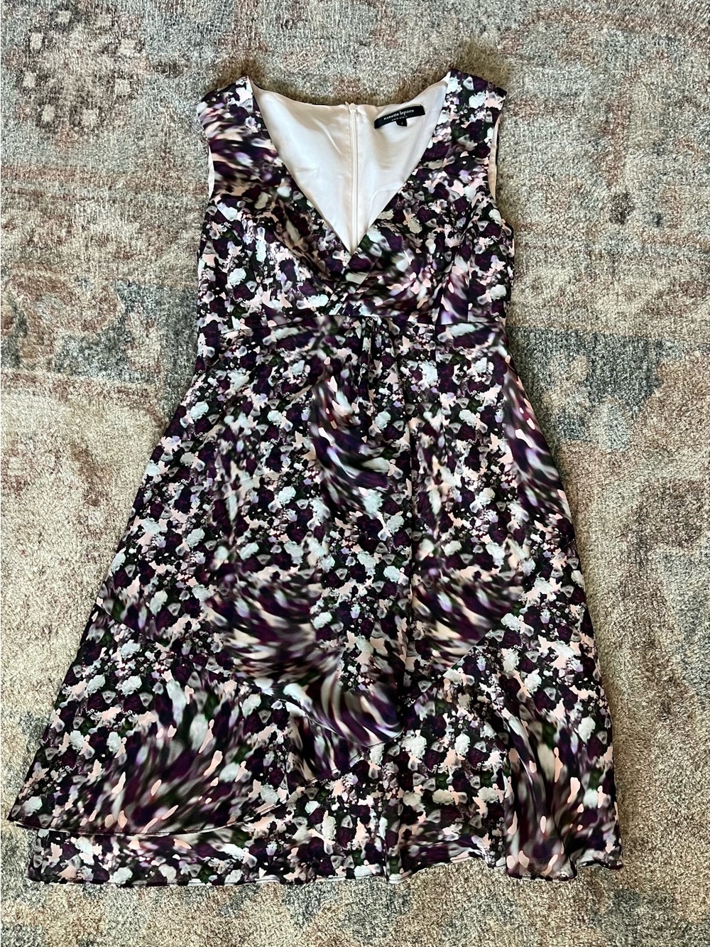 Nanette Lepore Purple Floral V-Neck A-Line Dress size 2